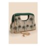 Womens Cream Palm Tree Embroidered Cross Body Bag
