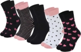 Womens Crew Socks Cotton Gentle Grip Soft Top Breathable 5 Pack