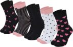 Womens Crew Socks Cotton Gentle Grip Soft Top Breathable 5 Pack