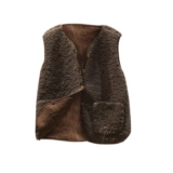 Womens Faux Sherpa Vest with V-Neck and Pockets