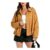 Womens Faux Suede Bomber Jacket with Batwing Long Sleeves