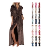 Womens Flannel Dressing Gown with Hood and Pockets