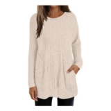 Womens Fleece Jumpers, Long Sleeve, Oversized V-Neck Sweatshirts
