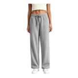Womens Fleece-Lined Wide-Leg Joggers with Pockets, Elastic Waist