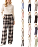 Womens Fluffy Pj Bottoms Checkered Fleece Pyjamas Womens Pyjamas Trousers