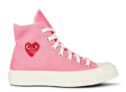 Womens / Girls Comme des Garcons PLAY X Converse Chuck 70 Peeping Heart High Top Trainers Pink – Size 3UK