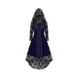 Womens Gothic Halloween Dress, A-Line, Off-Shoulder, Purple, Plus-Size M