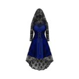 Womens Gothic Halloween Dress, A-Line, plus Size, Hooded, Long-Sleeve