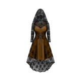 Womens Halloween Gothic A-Line Plus-Size Off-Shoulder Hooded Dress