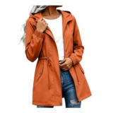 Womens Hooded Lightweight Trench Coat Waterproof Windbreaker Orange XXL