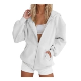 Womens Hoodies Zip-up Oversized Longline Sweatshirts