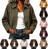 Womens Jackets Faux Suede Bomber Jacket Women with Turn Down Collar Suede Pilot Jacket Windbreaker Coats Autumn Winter Clothing