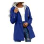 Womens Lightweight Hooded Trench Coat Windbreaker Belted Waterproof Blue L