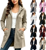 Womens Lightweight Jacket With Hood Solid Full Zip Long Hoodie For Women