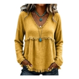 Womens Lightweight Tunic Top – Floaty Tassel Casual