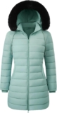 Womens Long Winter Coats Fleece Lined Ladies Quilted Jacket Zip up Puffer Coat Water Repellent Padded Jackets Warm Casual Outdoor Thicken Parka with Faux Fur Removable Hood