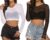 Womens Mesh Crop Tops, 2 Pack Sexy See Through Short Sleeve Vest, Long Sleeve Round Neck Slim Fit Shirt Sheer Blouse T Shirt Casual Basic Crop Tops for Party Clubwear
