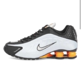 Womens NIKE SHOX R4 W SNEAKER Blue, Silver & Orange, Size 3-5