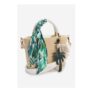 Womens Neutral Straw Tropical Mini Tote Bag
