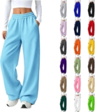 Womens Oversized Elastic Waisted Joggers Casual Baggy Straight Leg Trousers