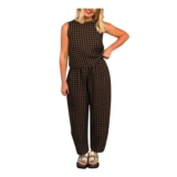 Womens Plaid 2-Piece Loungewear: Tank Top and Baggy Pants