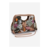 Womens Silver Embellish Flower Clutch Bag