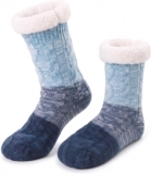 Womens Slipper Socks with Grippers, Fuzzy Fleece Lined Non-Slip Cabin Socks, Thick Warm Fluffy Winter House Socks for Women and Girls