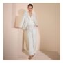 Womens Soft Ease Linen Blend Wide Leg Trousers