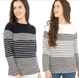 Womens Stripe Jumper Top Navy White Knitted Pullover Ladies Long Sleeve Crew navy/white – Sold by Quality Brands Outlet