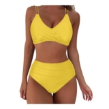 Womens UK High-Waisted Two-Piece Bikini Set Yellow Size S