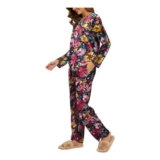 Womens Winter Pajama Set: V-Neck Long-Sleeve Top, Elastic-Waist
