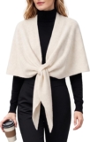 Womens Winter Shawl Wrap with Front Knot – Knitted Triangle Pashmina-Feel Sweater Scarf, Elegant Poncho Cardigan Cape for Evening Dresses, Work, Travel, Fall Winter, Gift