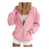 Womens Zip-up Hoodies Longline Sweatshirt for Autumn/Winter
