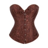 Womens plus Size Lace-up Overbust Corset Boned, Snap Closure
