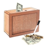 Wooden Cash Vault Savings Box with Counter and Erasable Pen