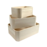 Wooden Deco Storage Set – 3 Pieces – Natural