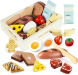 Wooden Food for Play Kitchen, 12-Piece Pretend Breakfast Set