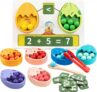 Wooden Montessori Colour Sorting Toys for Kids, Number Game, Dinosaur Theme