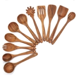 Wooden Spoons for Cooking,11Pcs Wooden Utensils for Cooking Teak Wooden Kitchen Utensil Set Wooden Cooking Utensils – SB Amazon US