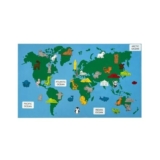 World Map with Felt Characters and Landmarks