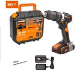 Worx WX355.1 20V Brushless 55Nm Combi Hammer Drill 2.0Ah Battery, Charger & Case (UK Mainland)