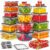 Wwtop 42Pcs Food Storage Containers with Lids(21 Tubs & 21 Lids), Airtight Plastic Meal Prep Containers with Labels & Pen, Leakproof Food Containers for Kitchen, BPA-Free, Microwave Dishwasher Safe