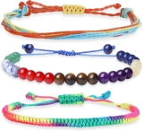 XIANNVXI 3 Pcs Women Handmade Healing Bracelets Set Stack,6mm Crystal Braided Rope Bracelets for Women Ladies Jewellery Set