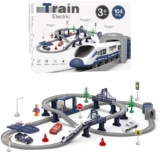 XIAPIA Electric Train Set, 104-Piece Motorized Railway Track Toy for Kids
