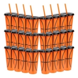 XJGQZ Reusable Plastic Cups with Lids, Straws 24-Pack