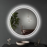XRAMFY Bathroom Mirror with LED Lights, 71 cm Round LED Mirror with 3 Colors Dimmable Anti-Fog Waterproof IP65, Illuminated Bathroom Mirror for Wall Vanity Mirror