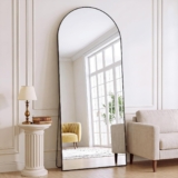 XRAMFY Full Length Mirror 165×71 cm,Arched Full Body Mirror with Stand Floor Length Mirrors Made of Tempered Glass Hanging or Leaning Against Wall for Bedroom, Entryway, Living Room, Black