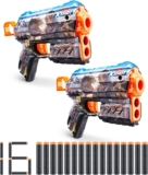 XSHOT Skins Jurassic World, Flux Jurassic, 2 Pack, 16 Darts Included, Air Pocket Dart Technology, Toy Foam Blaster for Kids, Teens and Adults, Brown Box, (Flux Jurassic)