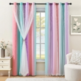 XiDi Girls Blackout Curtains for Bedroom 90 Inch Length 2 Panels