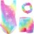 XiaoMoSha Girls Three-Piece Gymnastics Leotards Set Sleeveless Leotards with Shorts and Hairband Sparkly Gradient Color Ballet Dance Unitards Gymnastics Outfits for Kids 3-12 Years